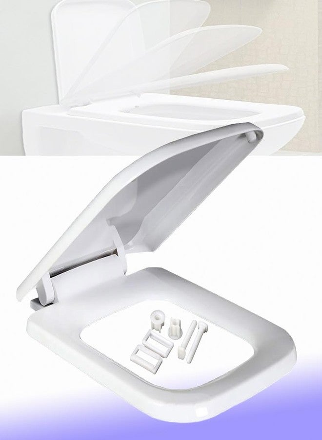 ام ال دي غطاء مقعد المرحاض MLD بإغلاق ناعم وعازل للصوت | هيدروليكي | شكل مستطيل بحواف مستديرة، مصنوع من البولي بروبيلين الأوروبي HSQT4049 (اللون: أبيض، بلاستيك) - Image 1